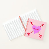Mooi Paarse Hart met Roze Achtergrond Notitieboek (Binnen)