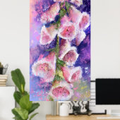 Mooi Paarse roze bloemen Poster (Thuiskantoor)