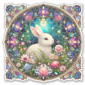 Mooi Paaskonijn Tuin Glas in lood Sticker (Voorkant)