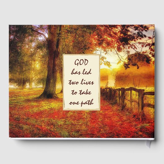 Mooi Pad Herfst Laat Herfst Christelijk Bruiloft Gastenboek (Achterkant)