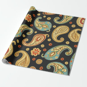 Mooi Paisley patroon donker en kleurrijk ontwerp Cadeaupapier