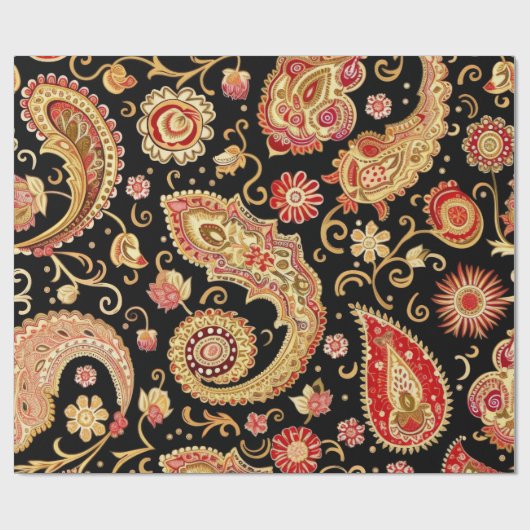 Mooi Paisley patroon donker en rood ontwerp Cadeaupapier (Vlak)