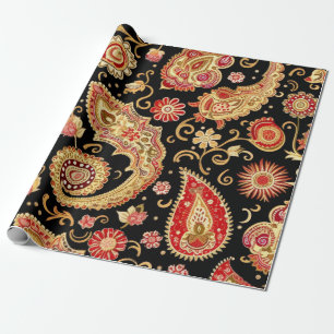 Mooi Paisley patroon donker en rood ontwerp Cadeaupapier