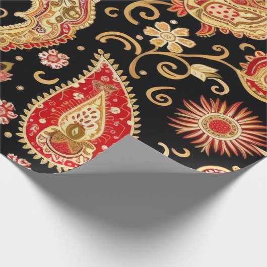 Mooi Paisley patroon donker en rood ontwerp Cadeaupapier (Hoek)