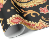 Mooi Paisley patroon donker en rood ontwerp Cadeaupapier (Rol Hoek)