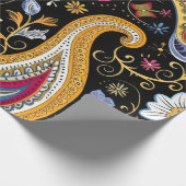 Mooi Paisley Patroon Zwart Kleurrijk Cadeaupapier (Hoek)
