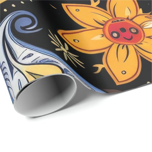 Mooi Paisley Patroon Zwart Kleurrijk Cadeaupapier (Rol Hoek)