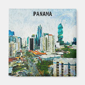 Mooi Panama City Olieverf Cityscape Magneet (Voorkant)