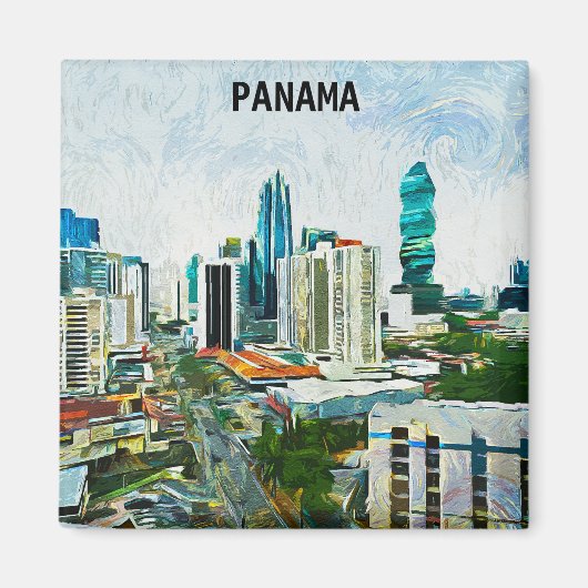 Mooi Panama City Olieverf Cityscape Magneet (Voorkant)