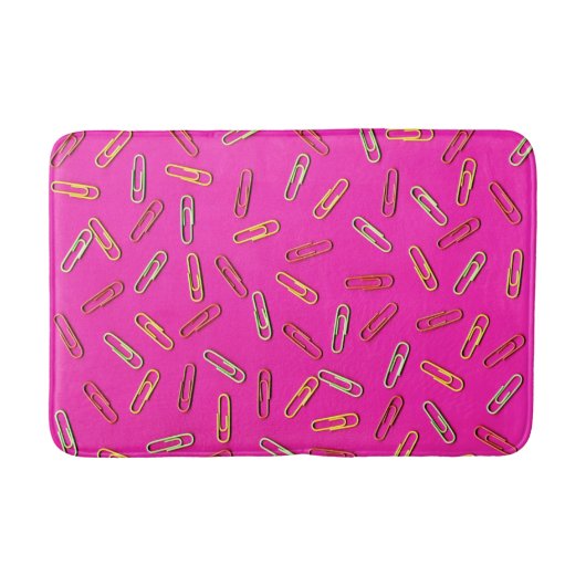 MOOI Paperclip Patroon op Roze Badmat (Voorkant)