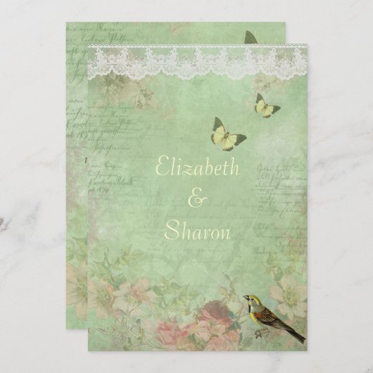 Mooi,  papier, bruiloft uitnodiging (Voorkant / Achterkant)