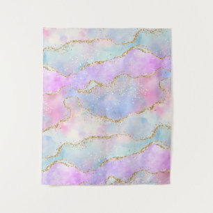 Mooi Pastel Agaat   Goud Glitter Ader Waterverf Wandkleed