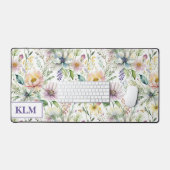 Mooi pastel bloemenpatroon monogram bureaumat (Keyboard & Muis)