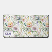 Mooi pastel bloemenpatroon monogram bureaumat (Voorkant)