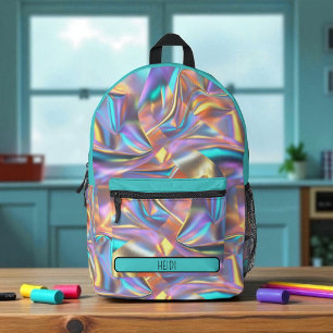 Mooi Pastel Holografische Regenboog Metaalachtig Bedrukte Rugzak