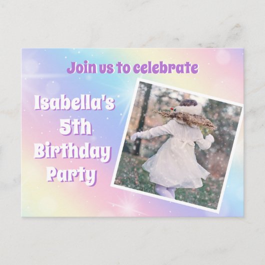 Mooi Pastel Regenboog Glitter Kinderverjaardagsfee Briefkaart (Voorkant)