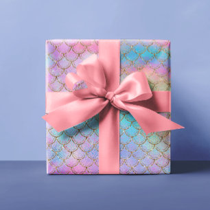 Mooi Pastel Zeemeermin Schubben Draak Kleurrijk Cadeaupapier