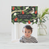 Mooi Patrijs in een Perenboom | Foto Kerstmis Feestdagenkaart (Staand voorkant)