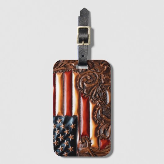 Mooi Patriottisch Western Faux Gereed Leather Bagagelabel (Voorkant (verticaal))