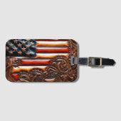 Mooi Patriottisch Western Faux Gereed Leather Bagagelabel (Voorkant (horizontaal))
