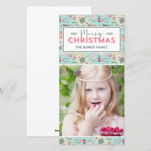 Mooi patroon kerstvakantie fotokaart feestdagenkaart (Voorkant / Achterkant)