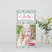 Mooi patroon kerstvakantie fotokaart feestdagenkaart (Staand voorkant)
