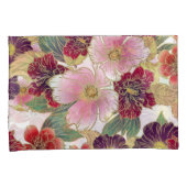 Mooi patroon met bloemenelement groen roze kussensloop (Voorkant-Rechts)