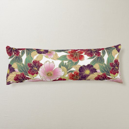 Mooi patroon met bloemenelement groen roze lichaamskussen (Achterkant)