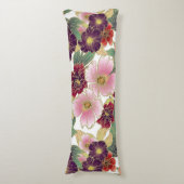 Mooi patroon met bloemenelement groen roze lichaamskussen (Voorkant Verticaal)