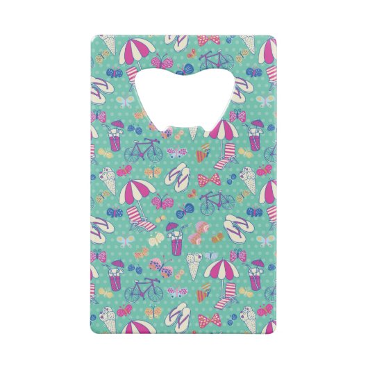 Mooi patroon met zomerelementen creditkaart flessenopener (Achterkant)