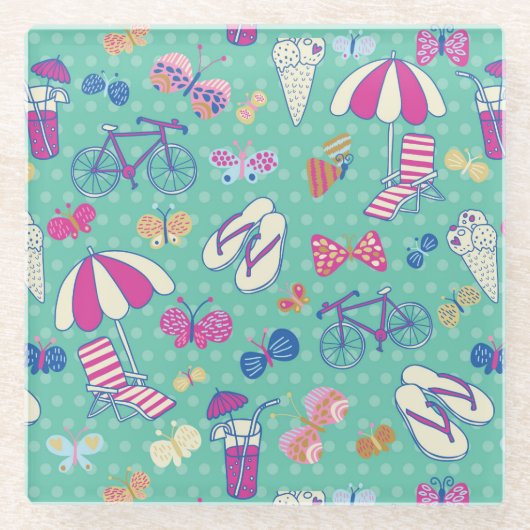 Mooi patroon met zomerelementen glazen onderzetter (Voorkant)