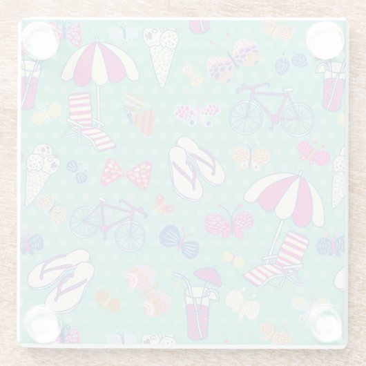 Mooi patroon met zomerelementen glazen onderzetter (Achterkant)