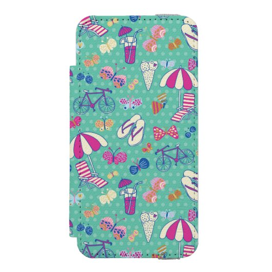 Mooi patroon met zomerelementen incipio iPhone portemonnee hoesje (Voorkant Agenda)