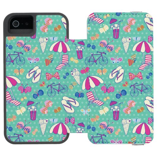 Mooi patroon met zomerelementen incipio iPhone portemonnee hoesje (Agenda Open)