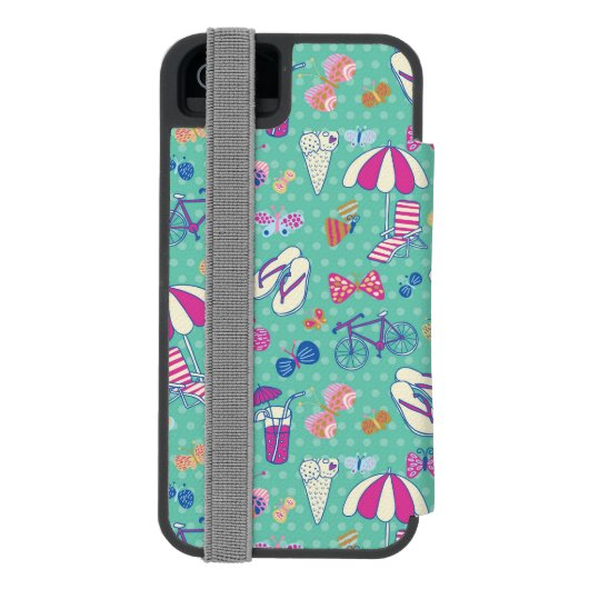 Mooi patroon met zomerelementen incipio iPhone portemonnee hoesje (Agenda Achterkant)