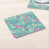 Mooi patroon met zomerelementen kartonnen onderzetters (Schuin)