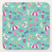 Mooi patroon met zomerelementen kartonnen onderzetters (Voorkant)