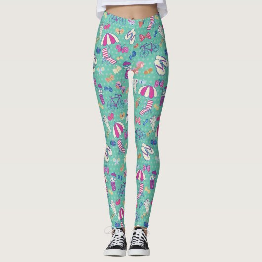 Mooi patroon met zomerelementen leggings (Voorkant)