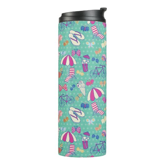 Mooi patroon met zomerelementen thermosbeker (Gedraaid links)