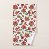 Mooi patroon van rode bloemen bad handdoek (Handdoek)