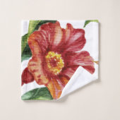 Mooi patroon van rode bloemen bad handdoek (Wasdoekje)