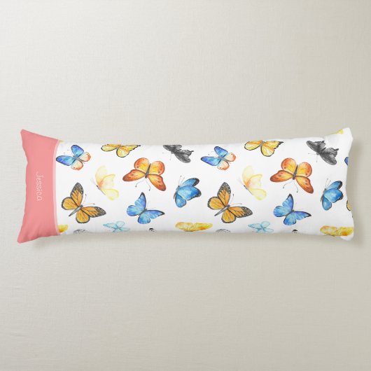 Mooi patroonpatroon met vlinder met de naam Roze k Lichaamskussen (Voorkant)