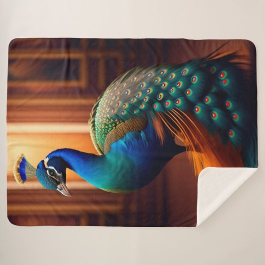 Mooi Peacock Sherpa Blanket Deken (Voorkant (horizontaal))