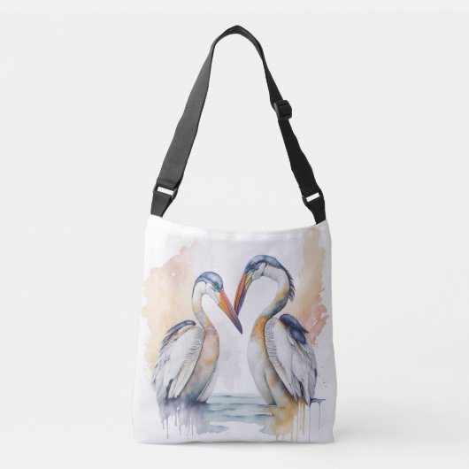 Mooi Pelikaan Paar, Pelikaan Liefde Bonden Crossbody Tas (Voorkant)