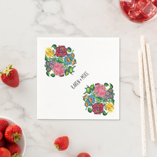 Mooi persoonlijk Hongaars bloemmotief Servet (Insitu)