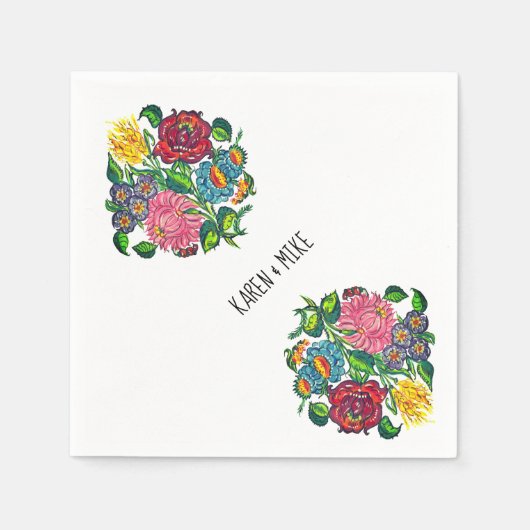 Mooi persoonlijk Hongaars bloemmotief Servet (Voorkant)