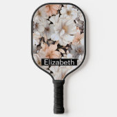 Mooi perzik en witte pioenroos gepersonaliseerd pickleball paddle (Voorkant)