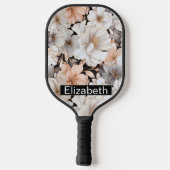 Mooi perzik en witte pioenroos gepersonaliseerd pickleball paddle (Achterkant)