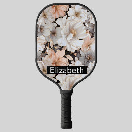 Mooi perzik en witte pioenroos gepersonaliseerd pickleball paddle