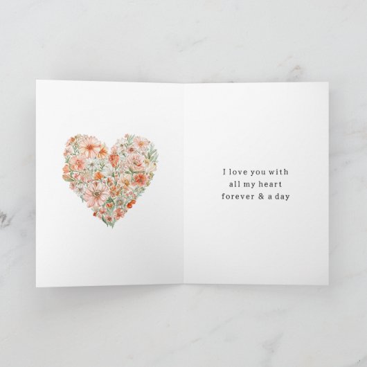 Mooi Perzik & Witte Bloemhart Liefde Kaart (Binnen)